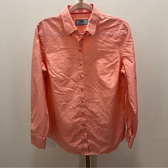 Hawes & Curtis (Size US 12)Pink & Pink Polka Dot Button Down Shirt fitted - Picture 1 of 6
